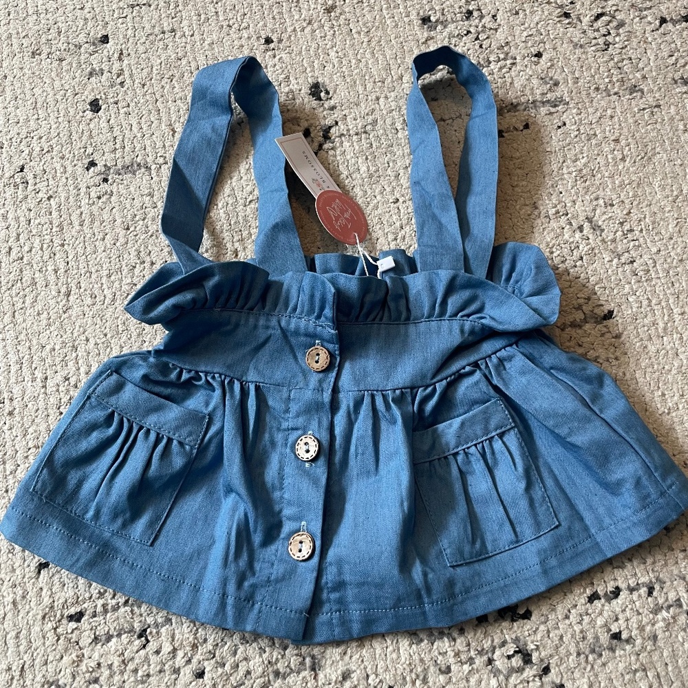 Bailey’s Blossoms size 6-9 months Presley Denim Suspender Skirt Light Wash